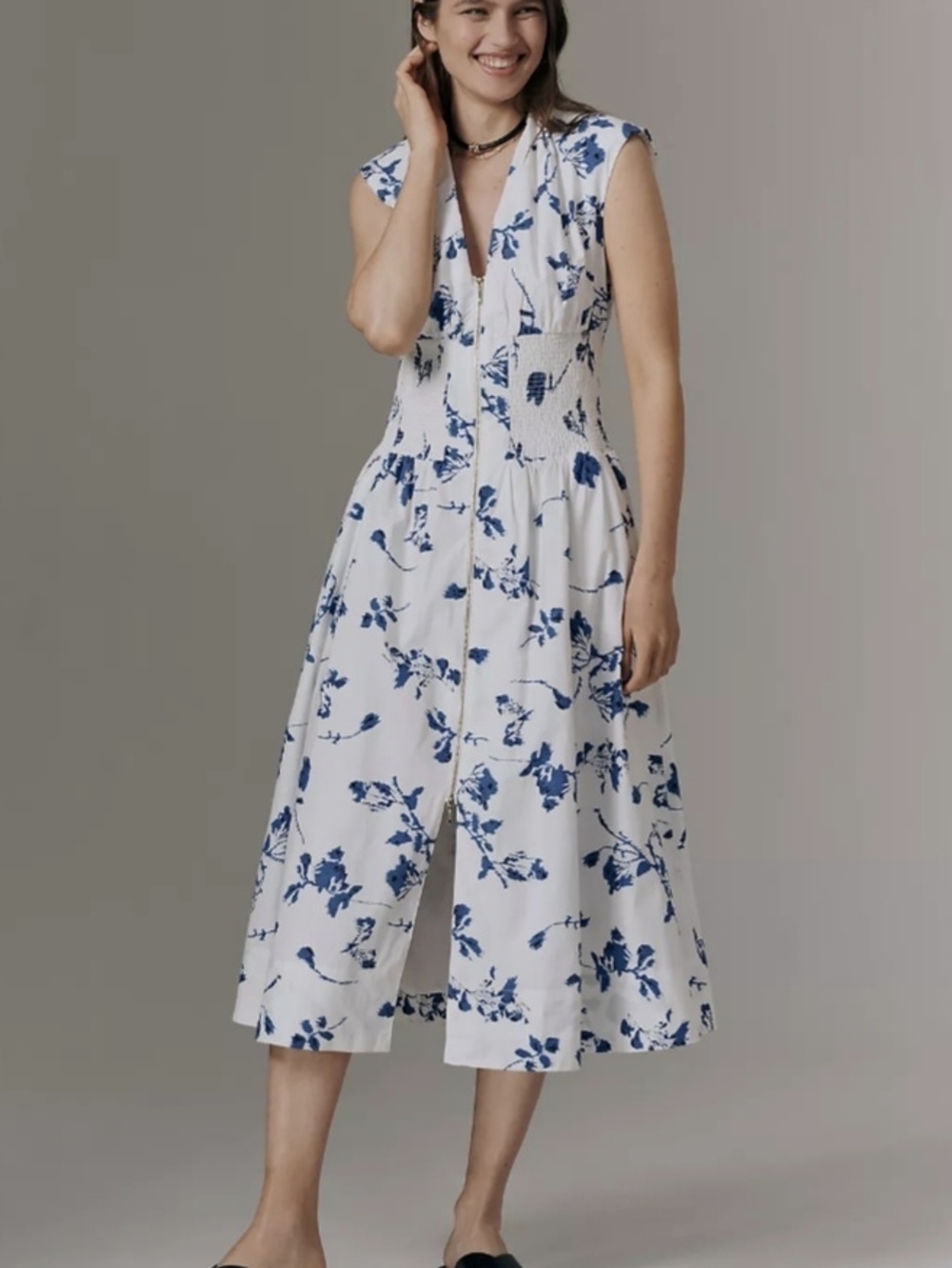 Anthropologie The Tommie Zip Front Midi Dress S $178